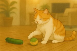 きゅうりに興味のない猫ちゃんもいる