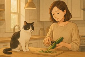 きゅうりは皮を剥いてからあげてね!
