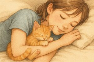 子猫に腕枕