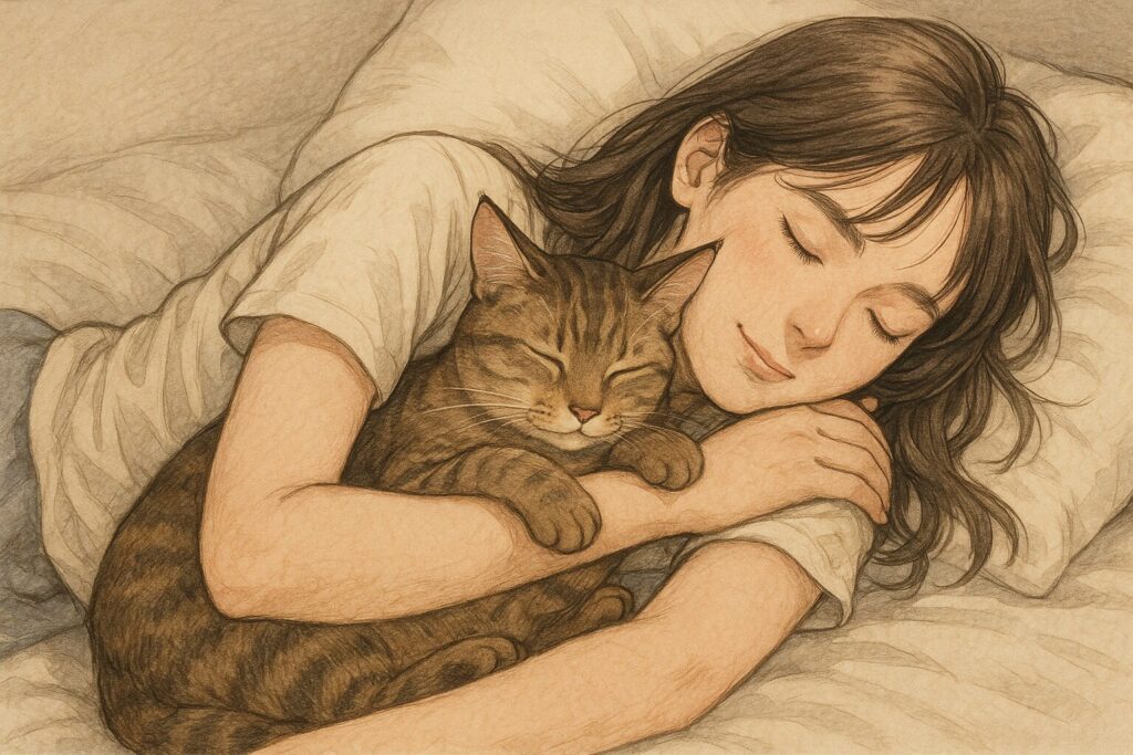成猫に腕枕