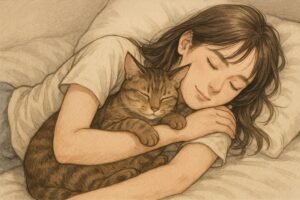 成猫に腕枕