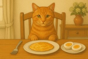 猫に卵料理
