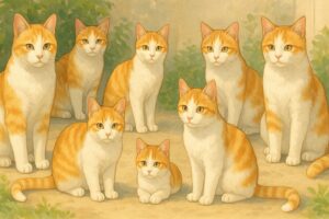 いろいろな模様の茶白猫