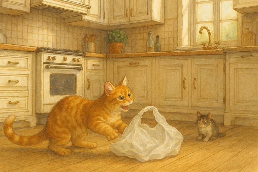 ビニールは猫の五感を刺激する