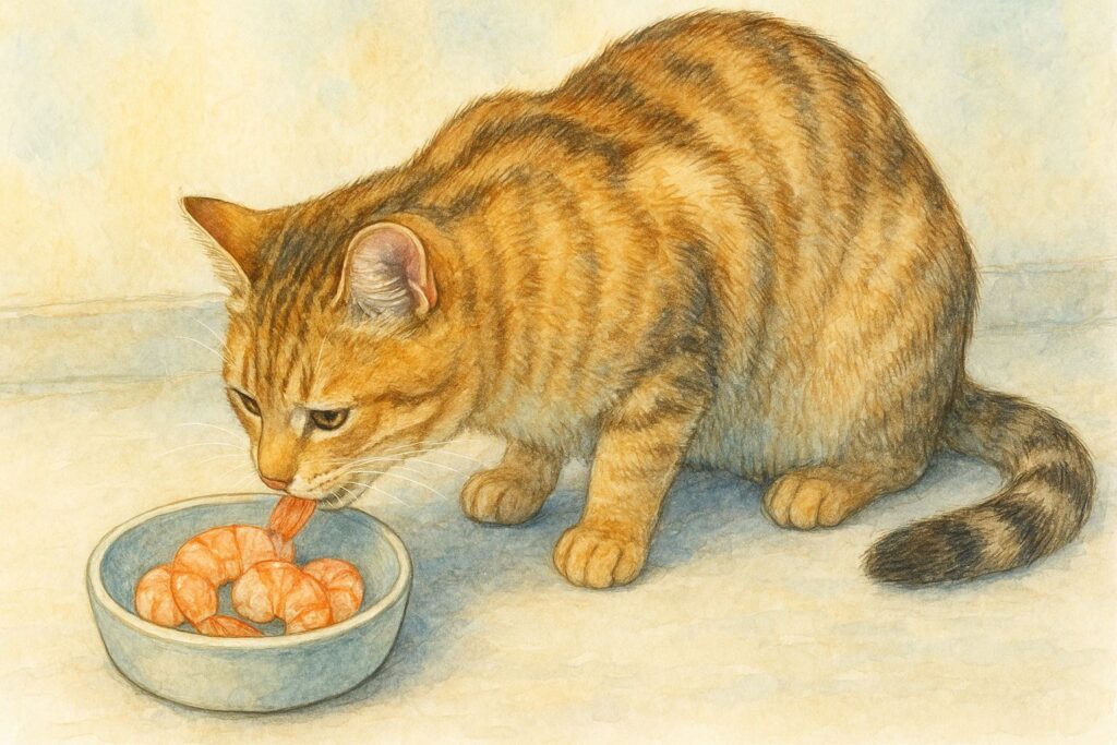 猫がエビを食べるにも条件があります