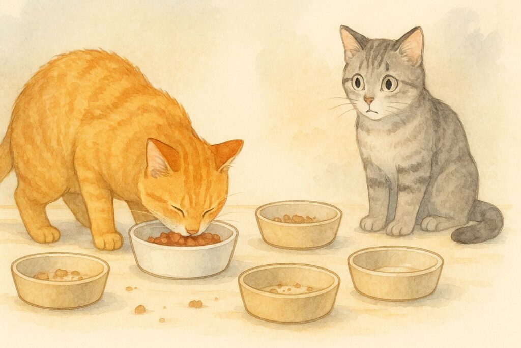 猫の「餌の横取り防止」と「個体識別」の科学