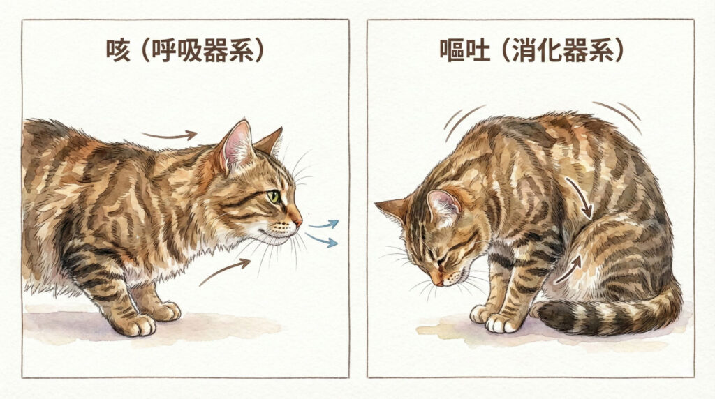 猫が「咳き込む」動きと「吐く」動きの決定的な違いとは