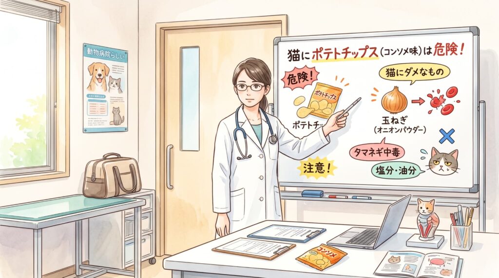 猫がポテチのコンソメ味を食べた場合の影響は?