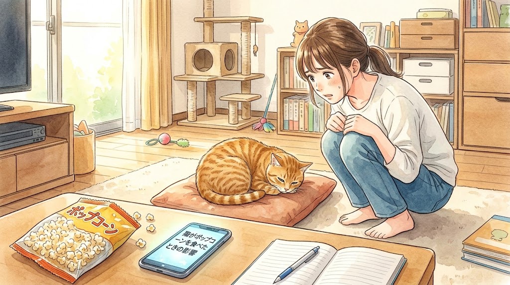 猫がポップコーンを食べた場合、身体にどういう影響があるのか？