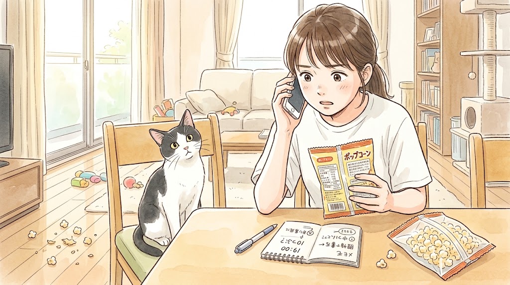 猫がポップコーンを食べた後の正しい対策と応急処置