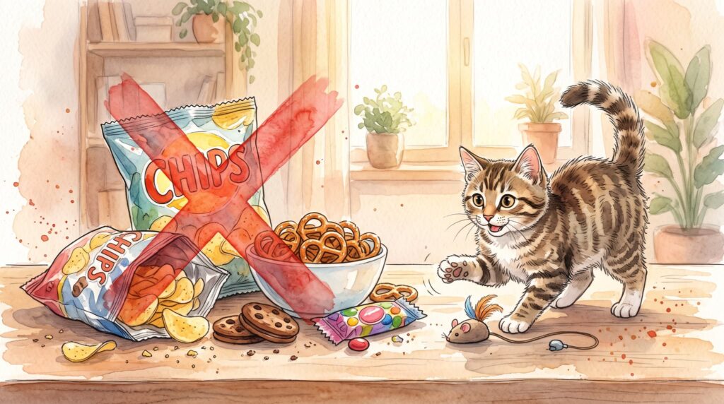 結論!猫とポテチのコンソメ味は絶対にダメ!